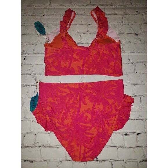 NWT Mynah Women's Tropical Ruffle Tropical Print Bikini 2pc Set Size Large - Picture 2 of 8